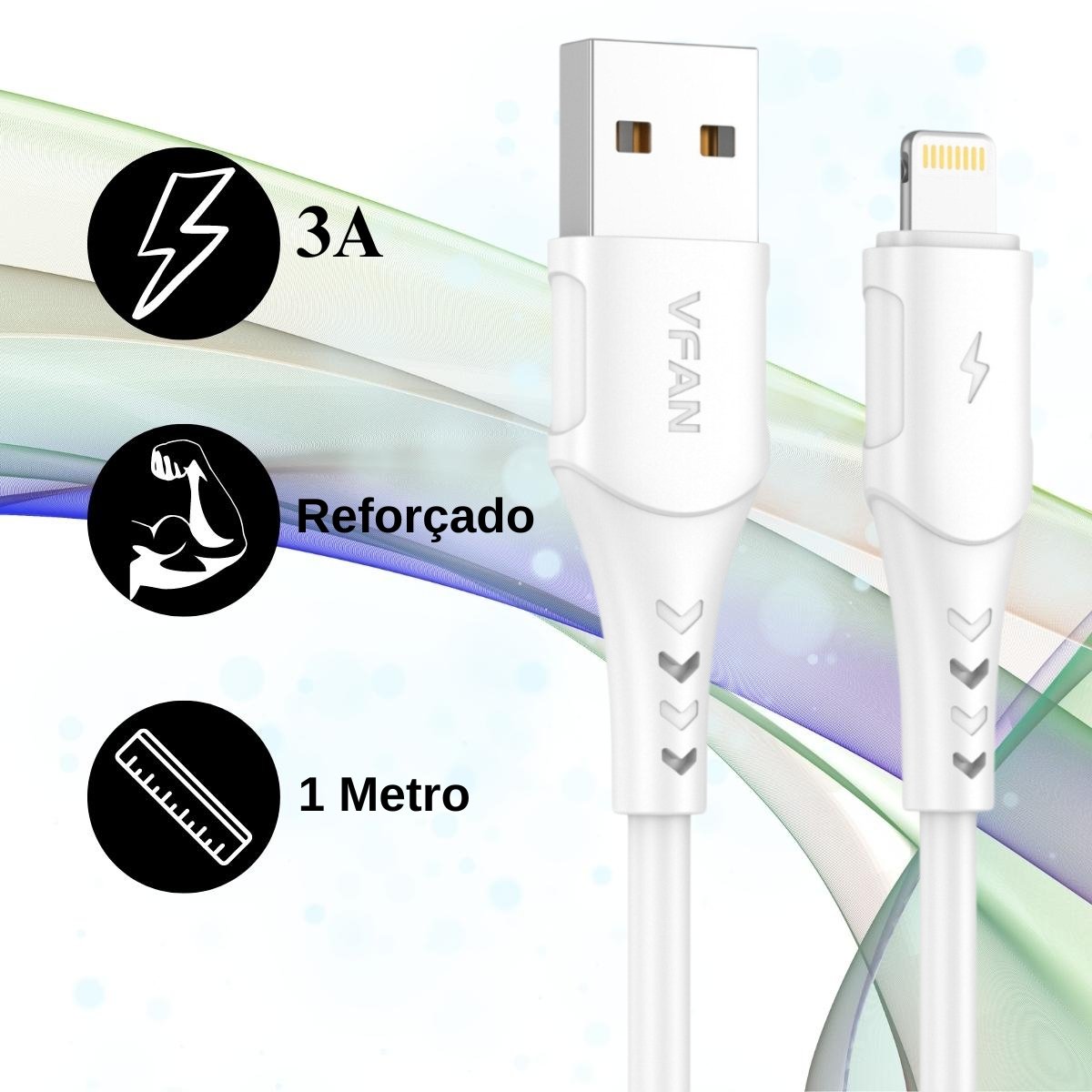 Cabo iPhone Cabo De PVC,3A - 1 Metro - 10 unidades