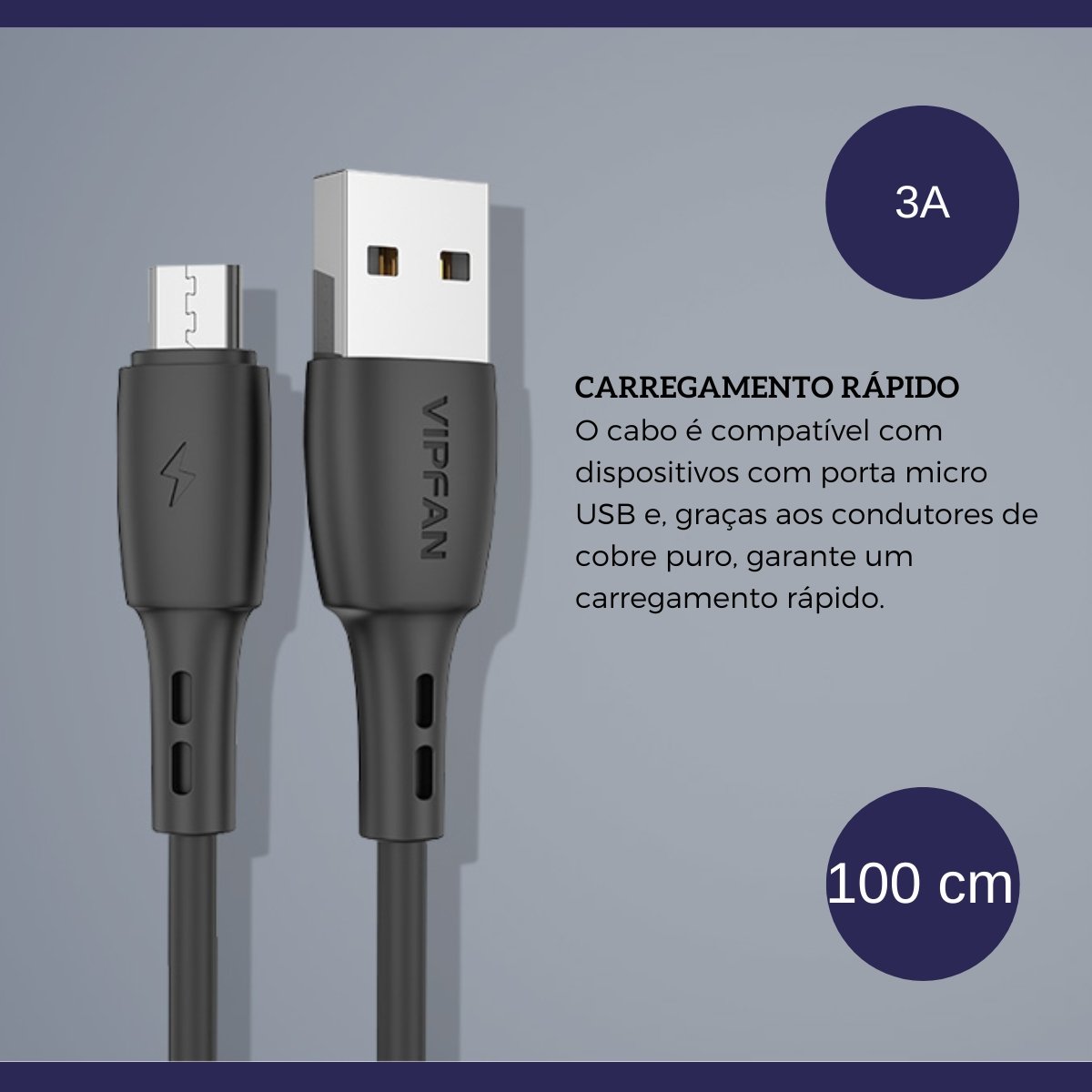 Micro Cabo Racing De PVC,3A - 1 Metro - 10 unidades
