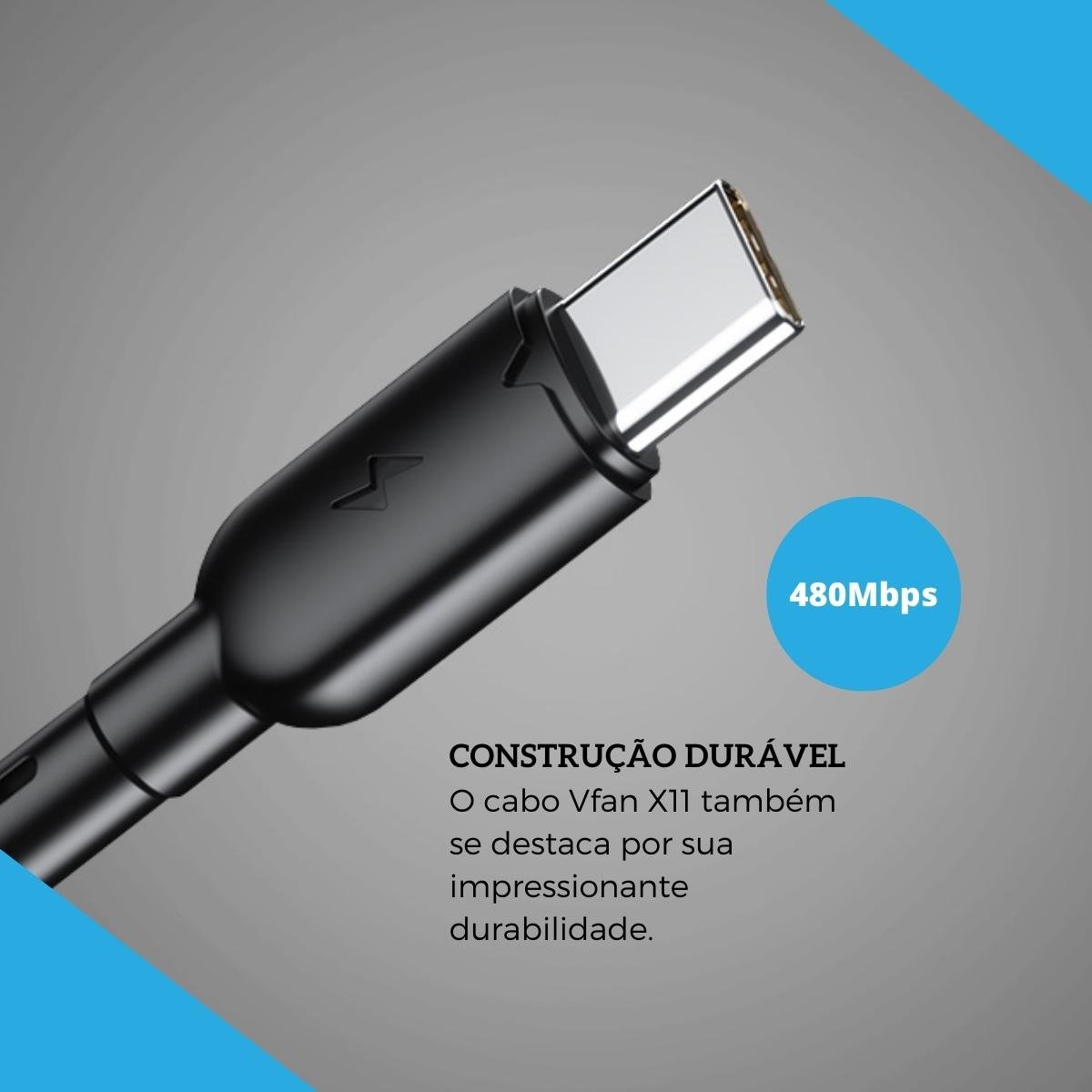Cabo  Type-C Cabo De PVC - 1 Metro - 10 unidades