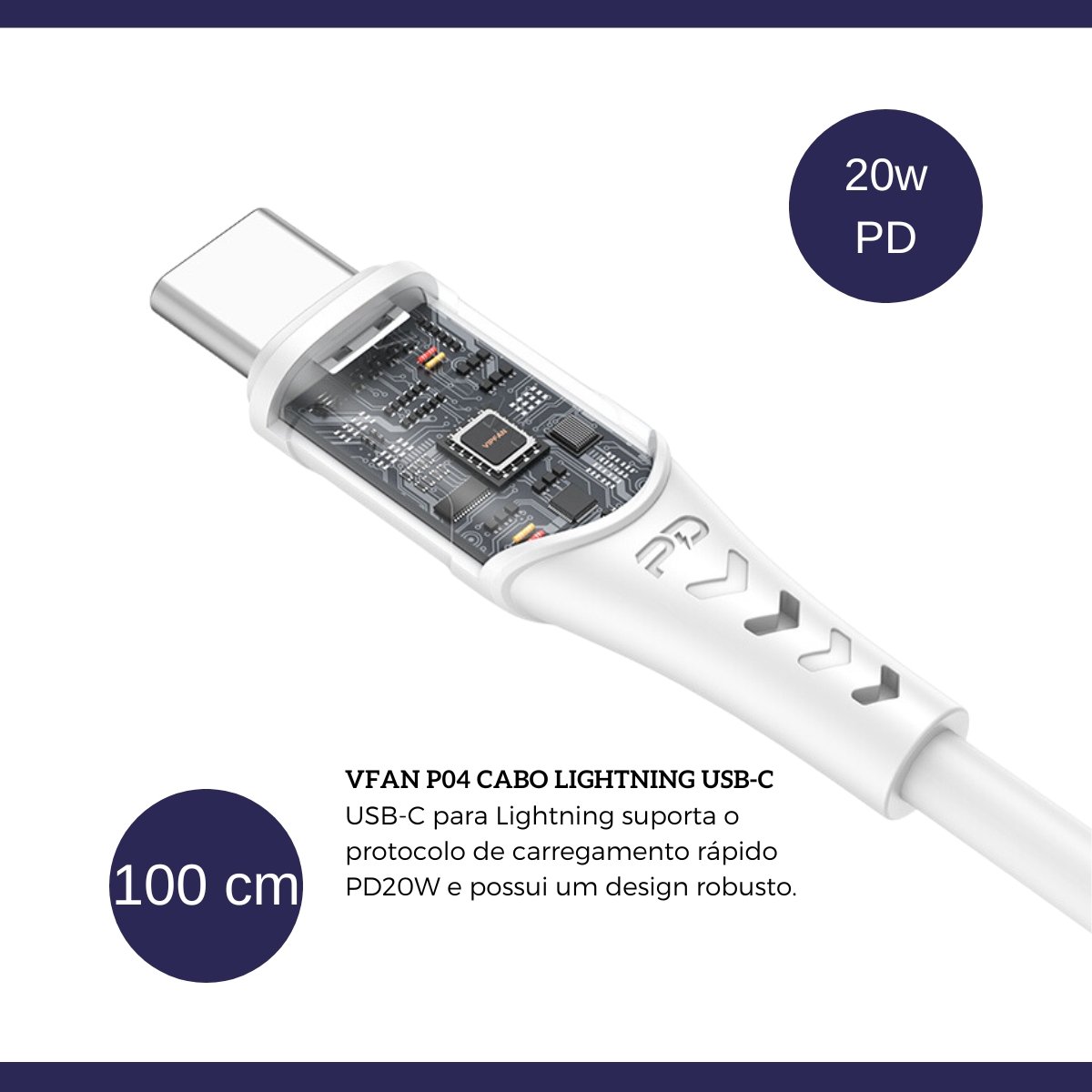 Cabo Type-C to Lightning Cabo de PVC - 1 Metro - 10 unidades